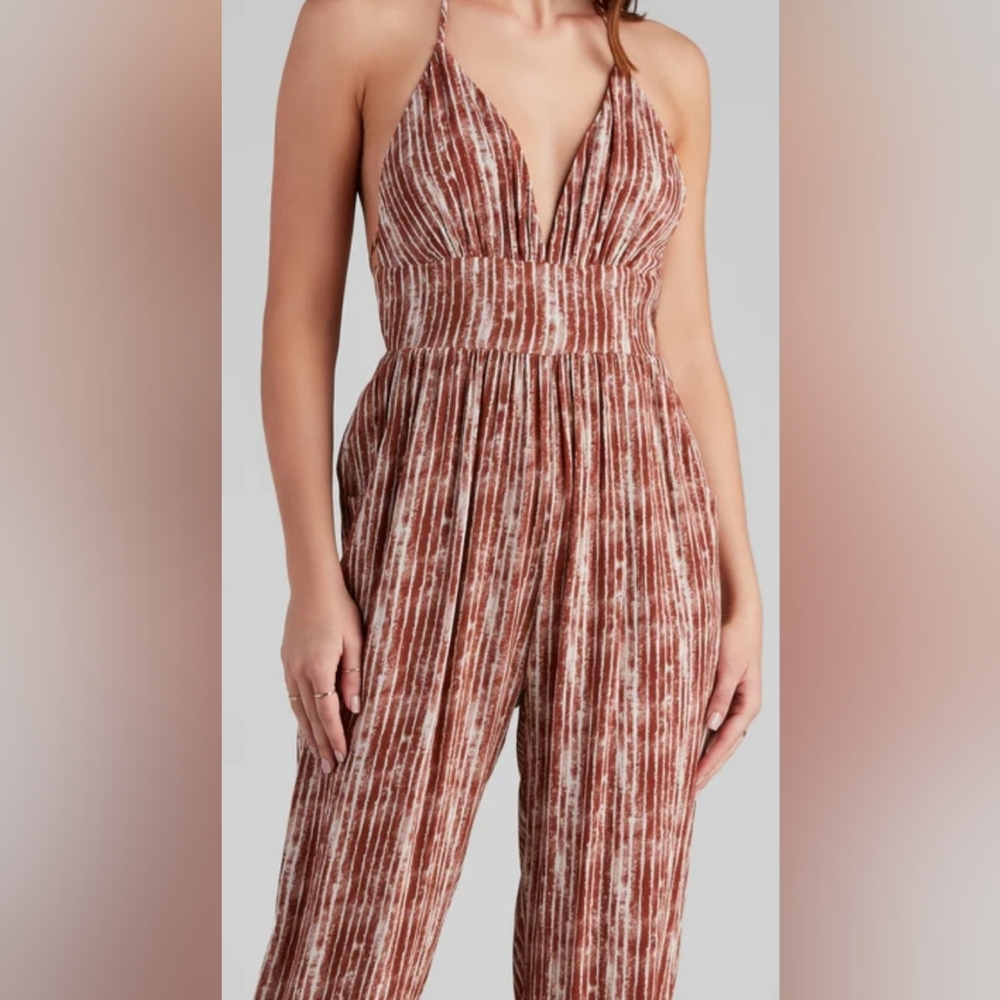 Summer Pop Tie-Dye Stripe Halter Jumpsuit